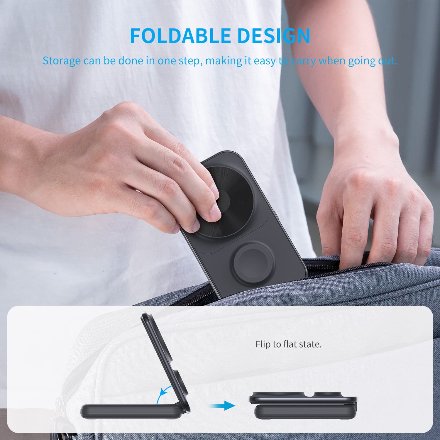 Folding Power Bank 8000mAh mit Kabel und Magnetischer Halterung